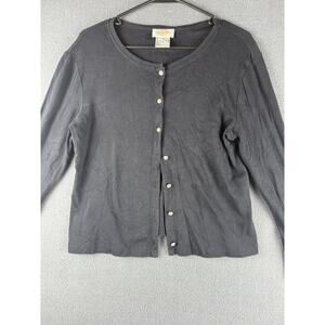 Vintage Talbots black pima cotton sparkle button front cardigan woman's size m